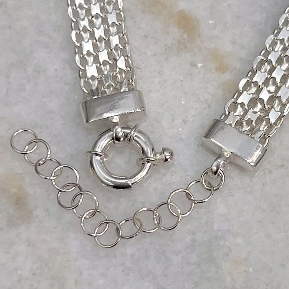 Wide Bismarck Sterling Silver Chain Necklace - Picture 6 of 8